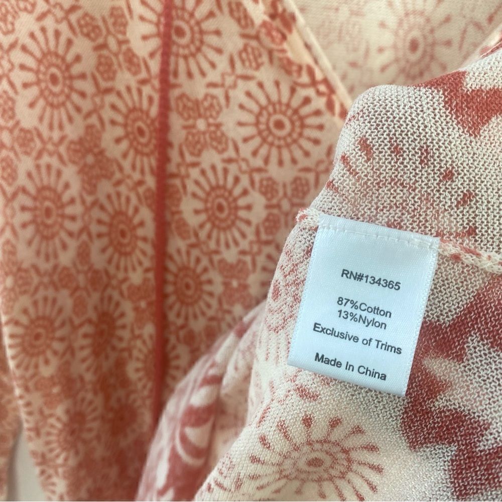 Sigrid Olsen Boho Pattern Salmon 3/4 Sleeve Light… - image 4